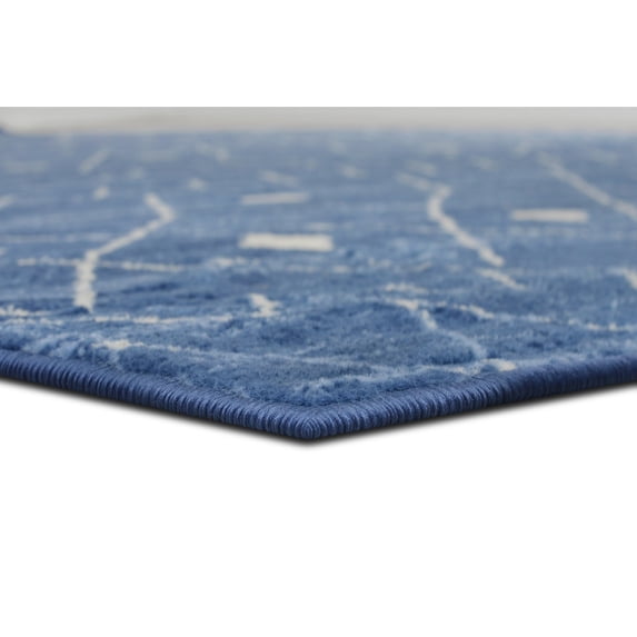 Allstar Tribal Accent Rug with Beni Ourain design Space-Blue 5' x 8' 5' x 8'