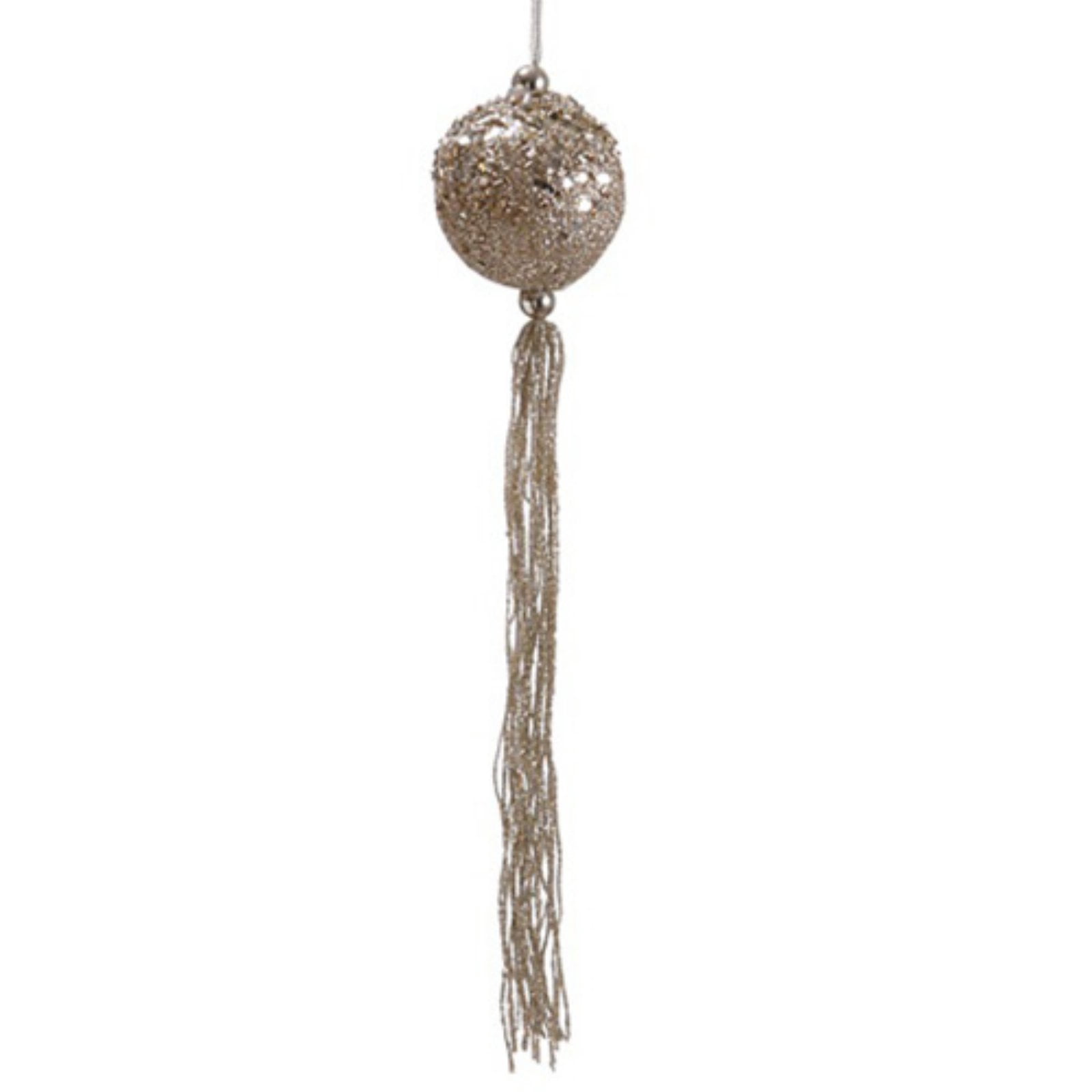 Allstate 12 in. Christmas Glitter Tasseled and Beaded Ball Ornament