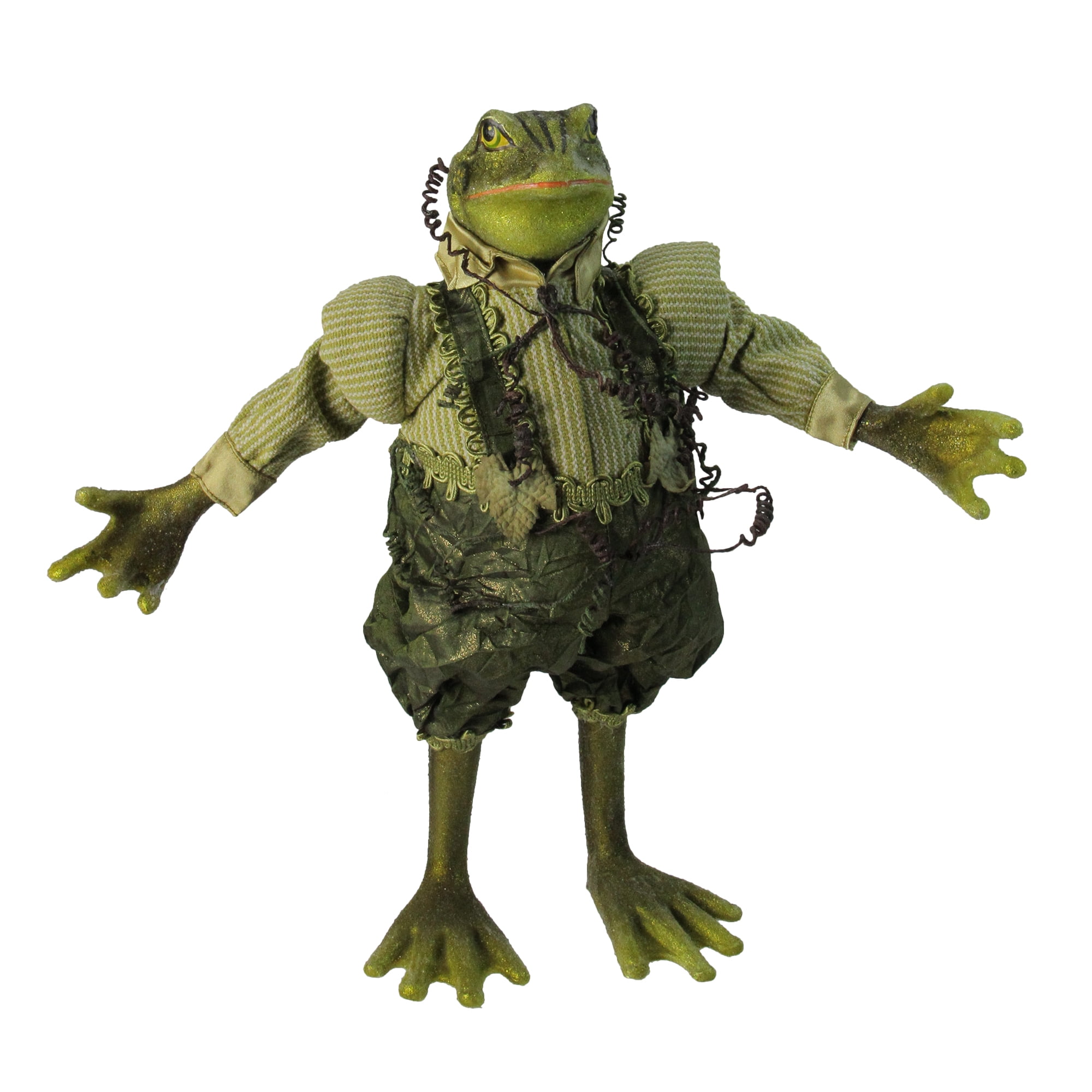 13" Green Whimsical Frog Decorative Figure with Vine Accents
