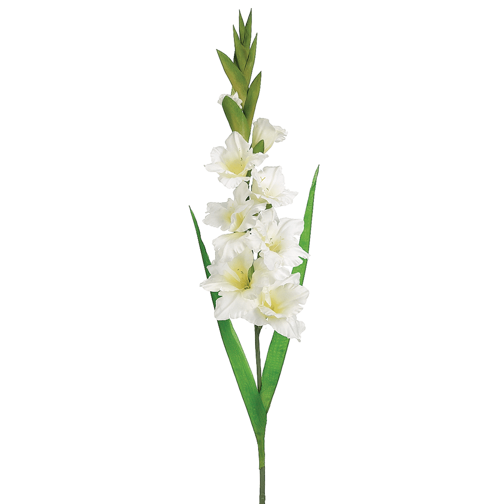 36.5" White Gladiolus Artificial Flower Spray with Green Stem