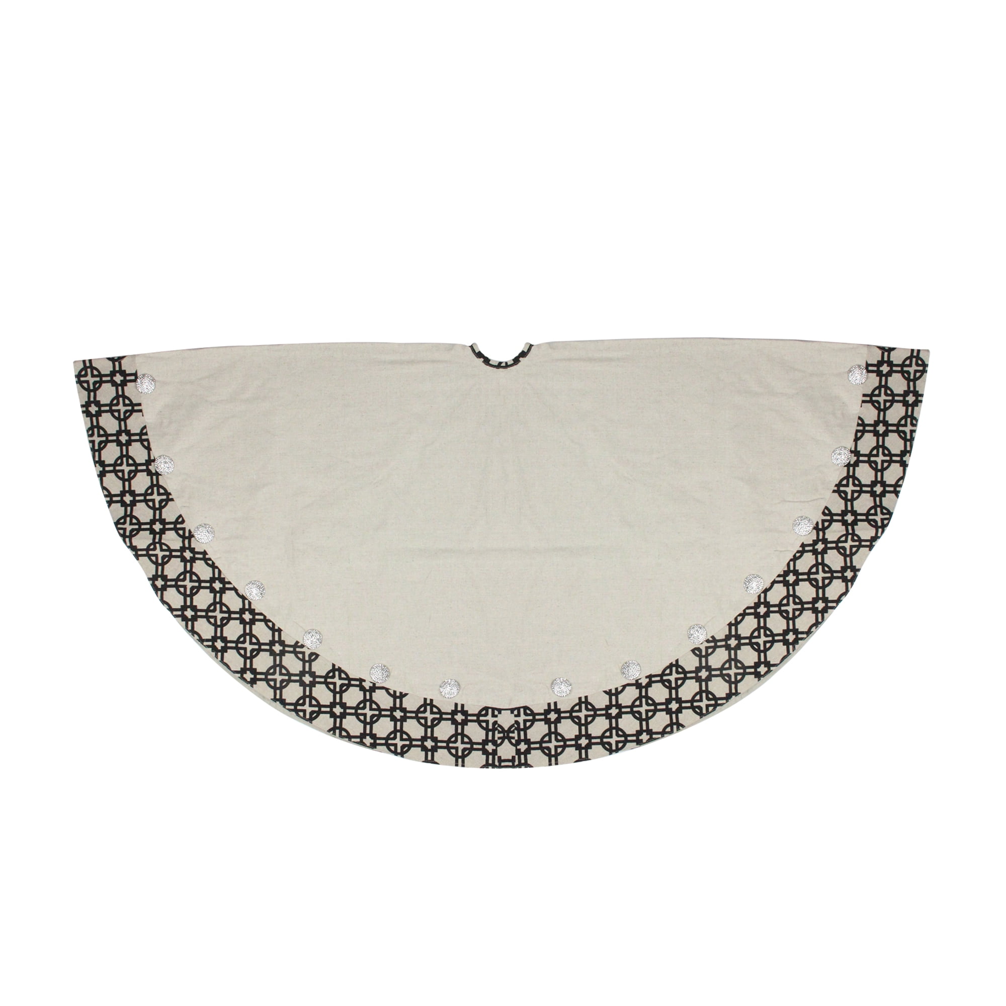 54" Black and Beige Rhinestone Christmas Tree Skirt
