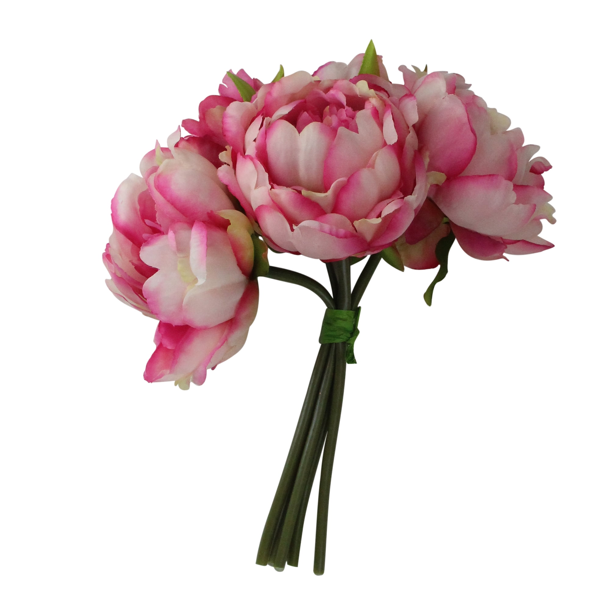 9.5" Pink and White Artificial Peony Flower Bouquet