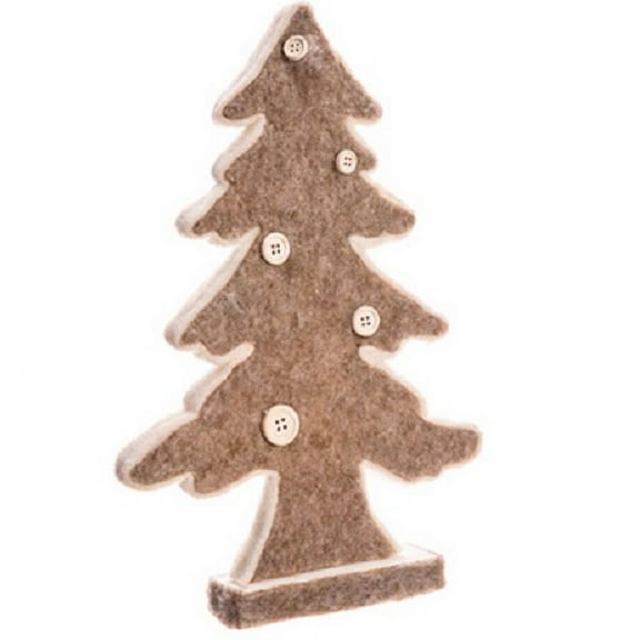 Allstate Buttoned Christmas Tree Decoration - 12" - Beige and Brown