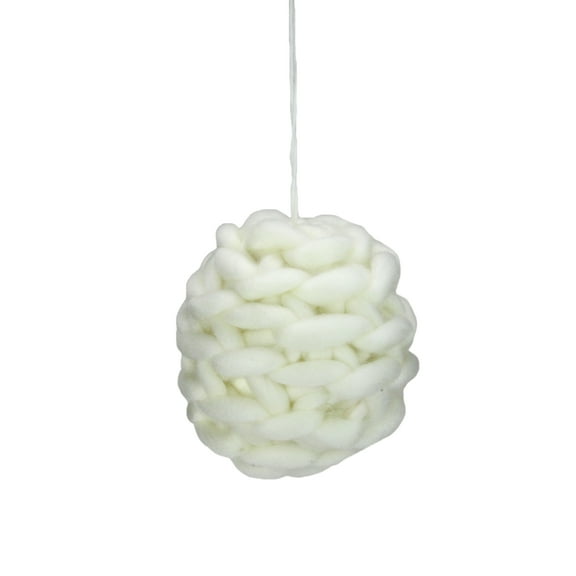 Allstate Cream White Knitted Hanging Christmas Ball Ornament 5" (125mm)