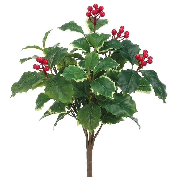 Allstate Holly and Berry Artificial Christmas Bush Spray - 14"