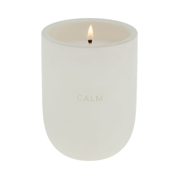 Allswell Calm Scented Ceramic Jar Spa Candle 10 oz., Coconut & Citrus & Amber, White