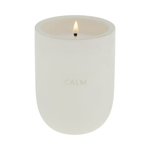 Allswell Calm Scented Ceramic Jar Spa Candle 10 oz., Coconut & Citrus & Amber, White