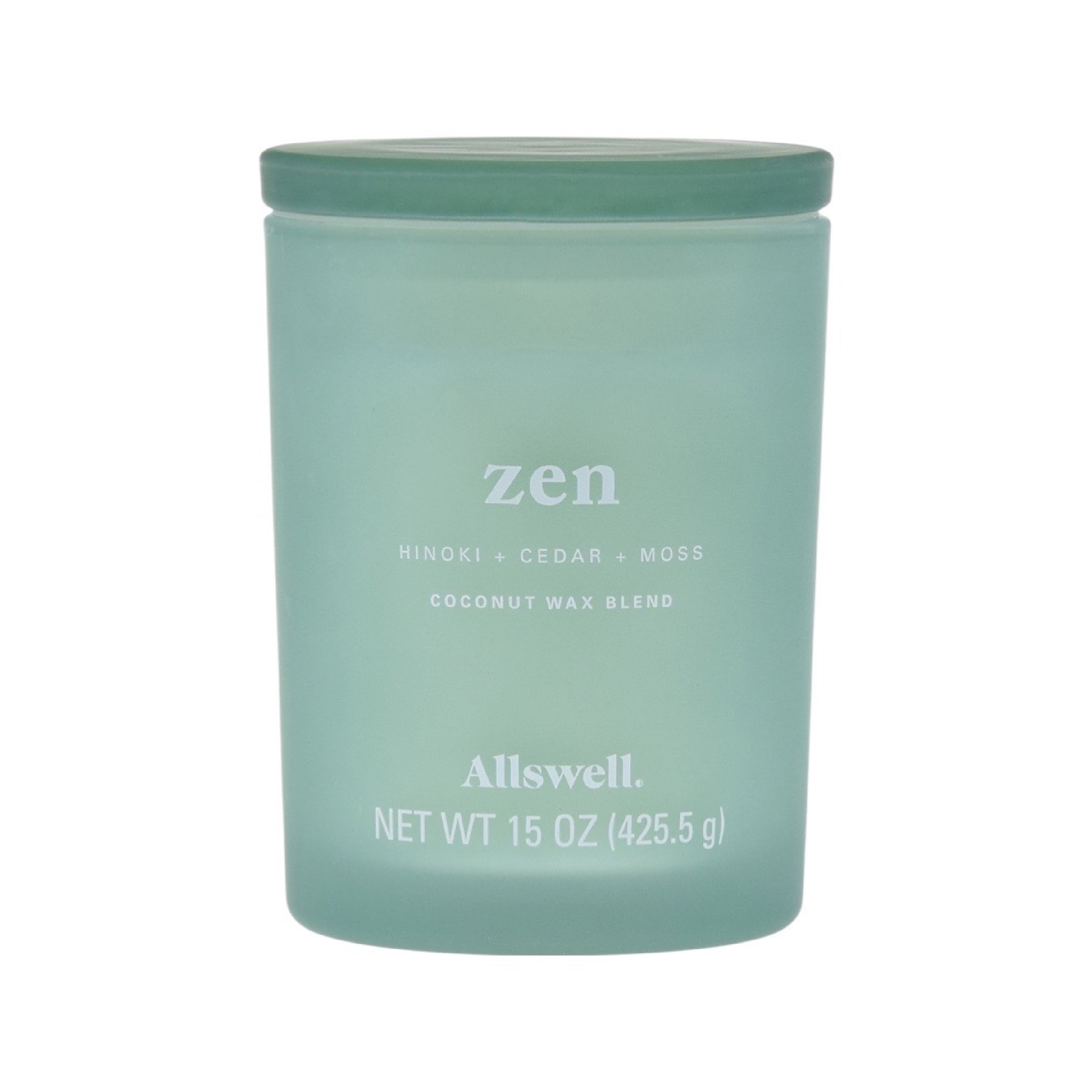 Allswell 15oz Scented 2Wick Spa Candle Zen (Hinoki + Cedar + Moss