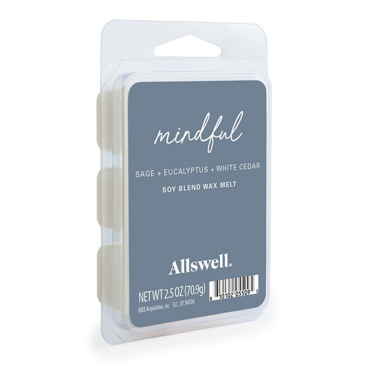 Allswell 6 Cube Wax Melts, Mindful (Sage + Eucalyptus + White Cedar), 2.5 oz