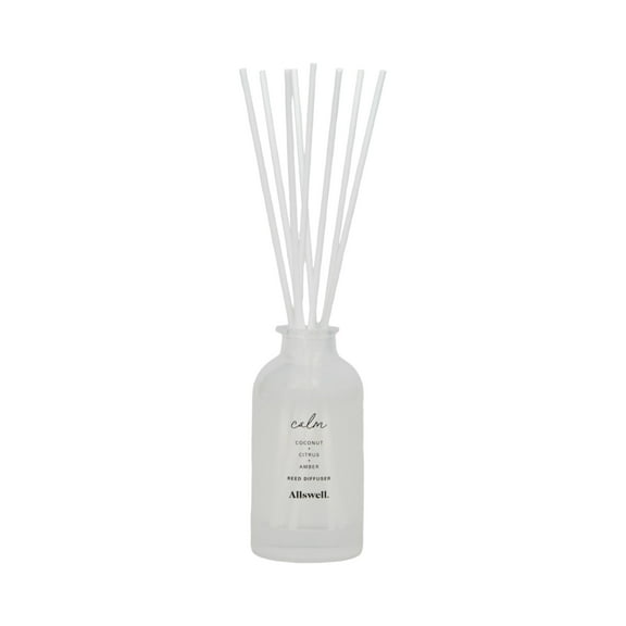 Allswell Calm (Coconut + Citrus + Amber) Scented Reed Diffuser 3 fl oz (90mL) With 8 Synthetic Reeds.