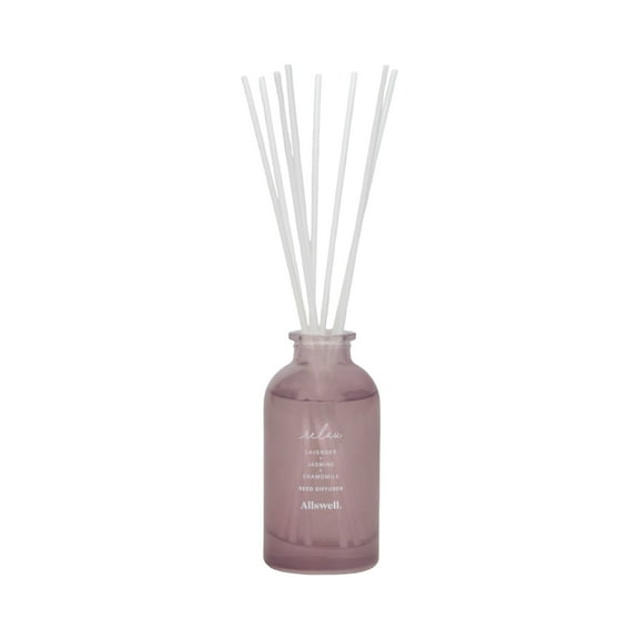 Allswell Relax (Lavender + Jasmine + Chamomile) Scented Reed Diffuser 3 fl oz (90mL) With 8 Synthetic Reeds.