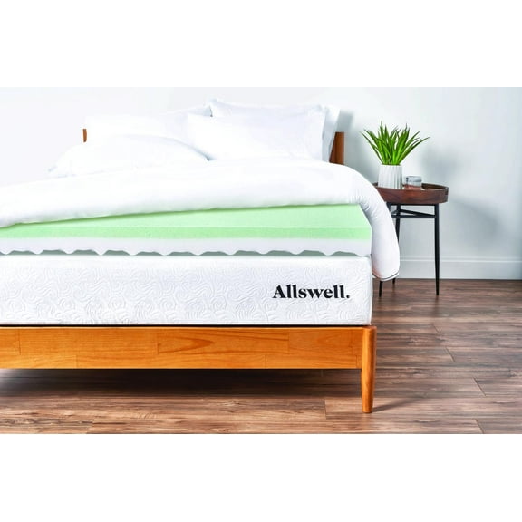 Allswell 4” Memory Foam Mattress Topper Infused with Cooling Diamond Gel, Twin