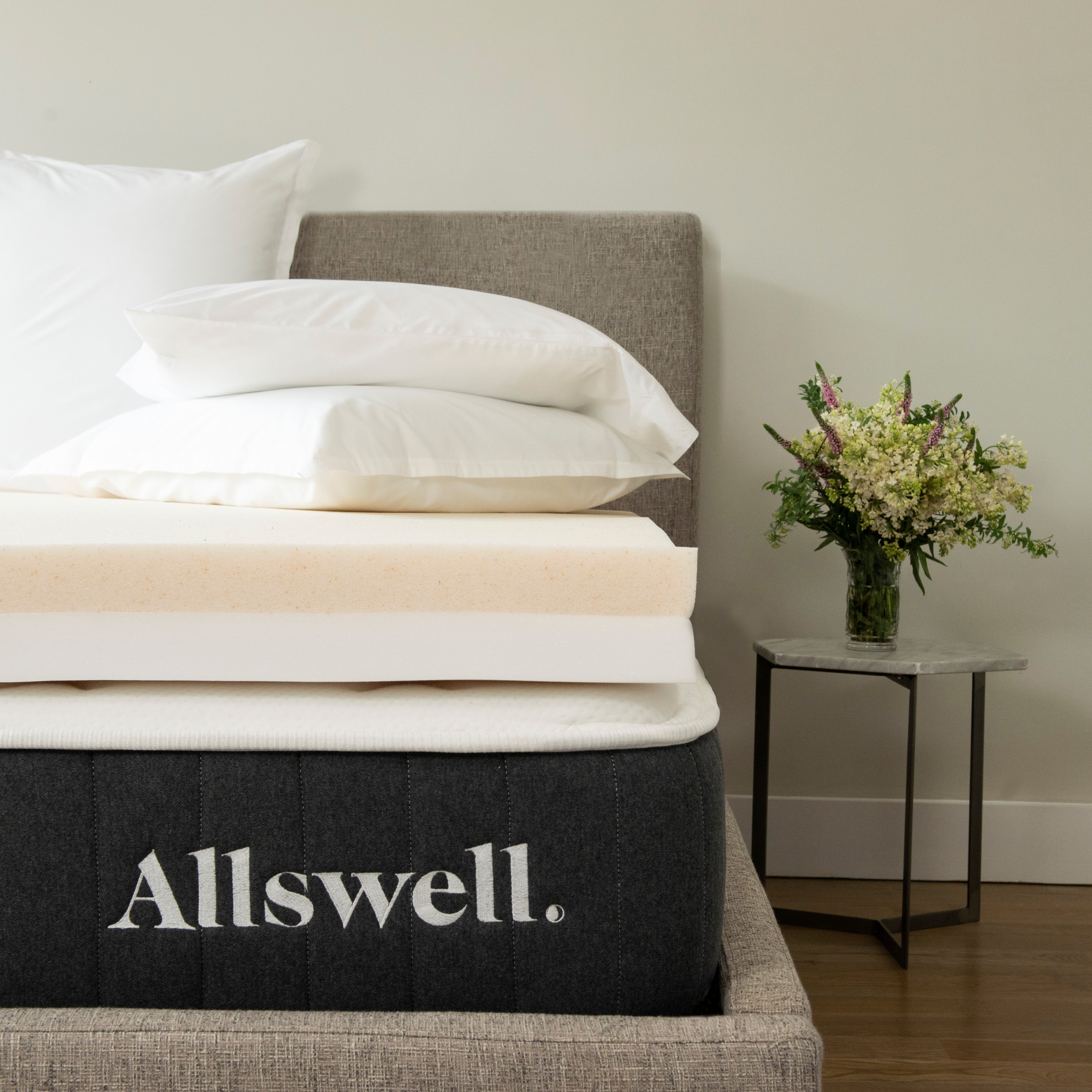 Allswell 4" Memory Foam Mattress Topper Infused with Copper Gel, Queen ...