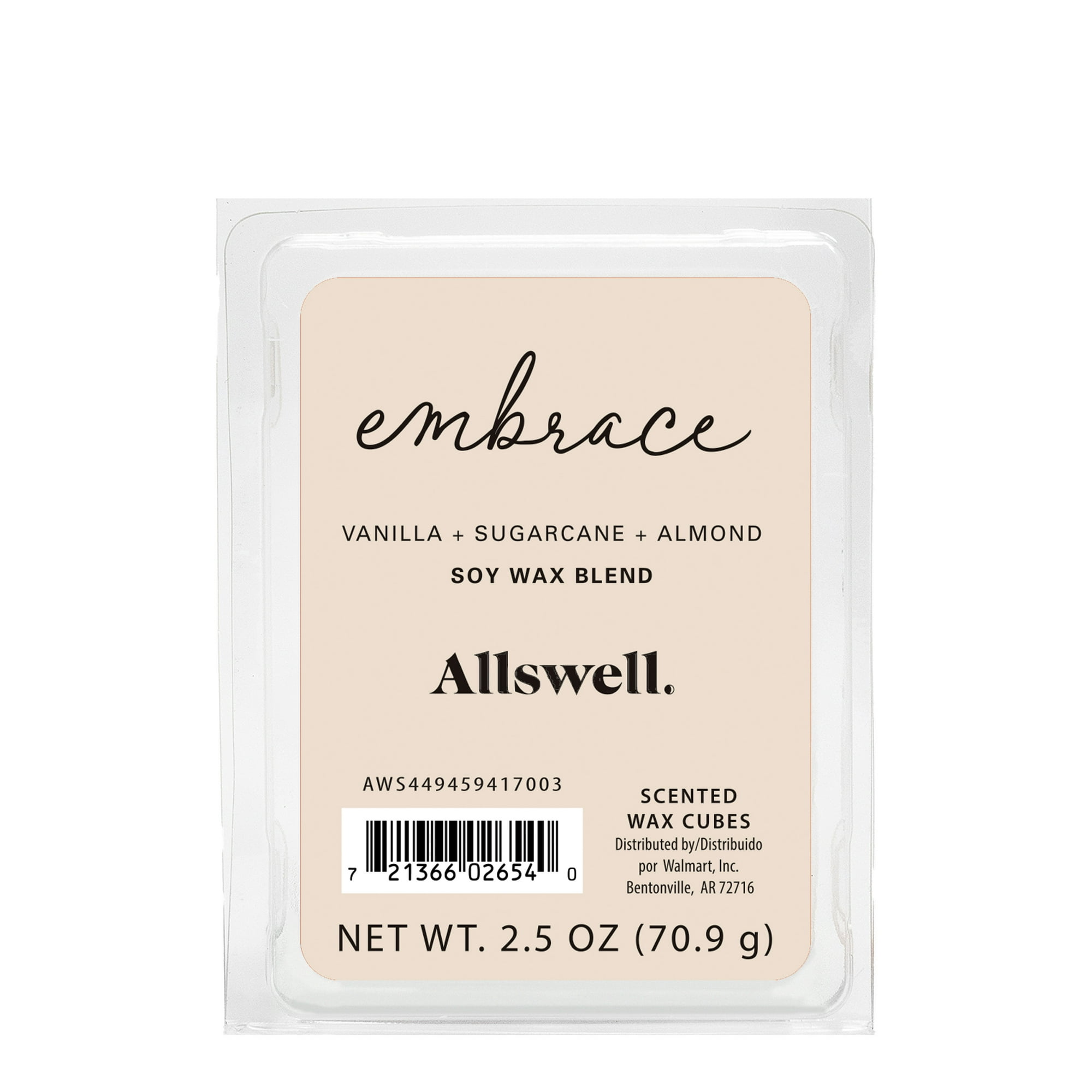 Allswell 6 Cube Wax Melts, Embrace (Vanilla + Sugarcane + Almond), 2.5 oz