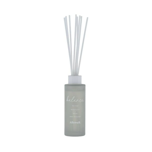 Allswell Balance (Balsam Mahogany Musk) Scented Reed Diffuser 3 Fl Oz (90mL) With 8 Synthetic Reeds.
