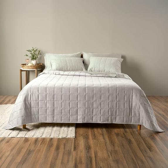 Allswell Cotton Linen Blend Quilt Set, Bleached Linen, King/California King