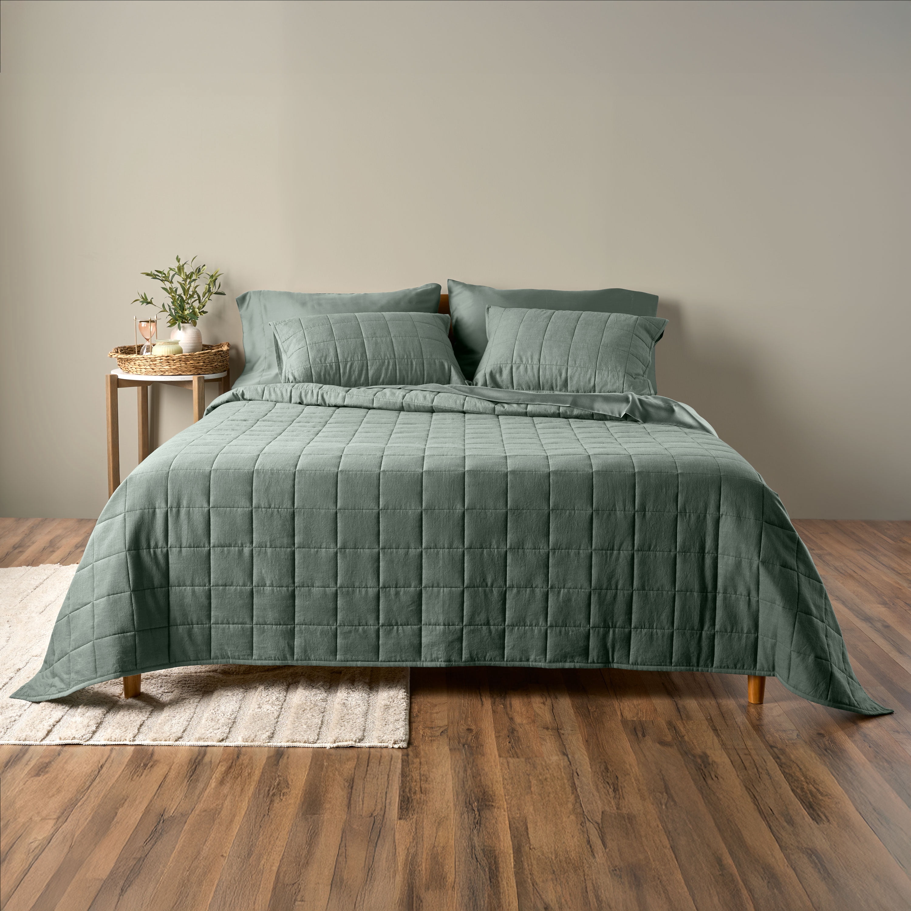 Allswell Cotton Linen Blend Quilt Set, Flagstone, King/California King