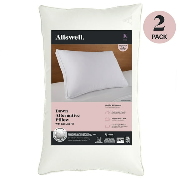 Allswell Down Alternative Bed Pillows, King - Firm, All Positions (2 Count)