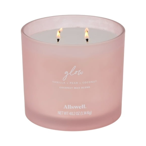 Allswell Glow (Vanilla + Pear + Coconut) Scented 4-Wick Spa Jar Candle 40.2oz.