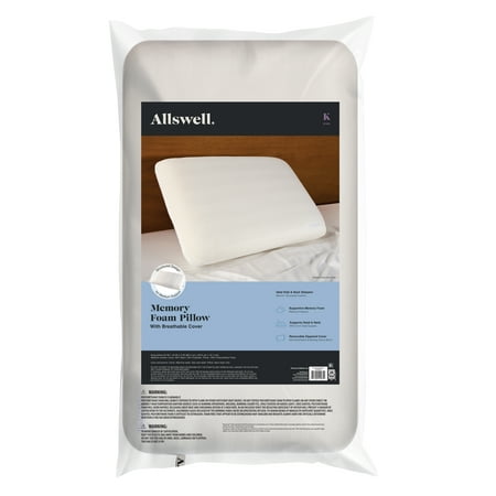 Allswell Memory Foam Pillow, Breathable, Pressure-Relieving Support, King