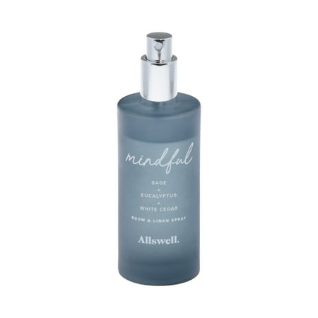 Allswell Mindful (Sage + Eucalyptus + White Cedar) Scented Room and Linen Spray 3.4 Fl Oz (100mL).