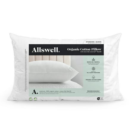 Allswell Organic Cotton Down-like Bed Pillow, Standard/Queen