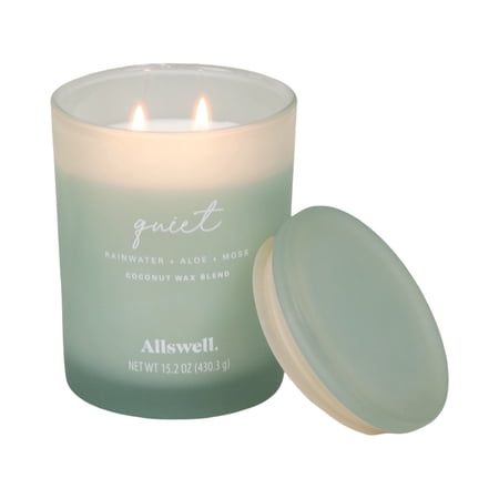 Allswell Quiet (Rainwater + Aloe + Moss) Scented 2-Wick Spa Jar Candle 15.2oz.