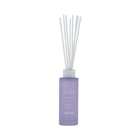 Allswell Relax (Lavender + Jasmine + Chamomile) Scented Reed Diffuser 3 Fl Oz (90mL) With 8 Synthetic Reeds.
