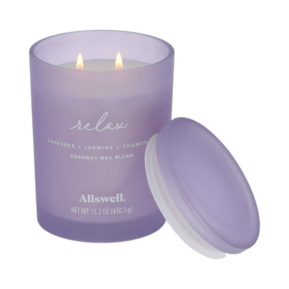 Allswell Relax (Lavender   Jasmine   Chamomile) Scented 2-Wick Spa Jar Candle 15oz.
