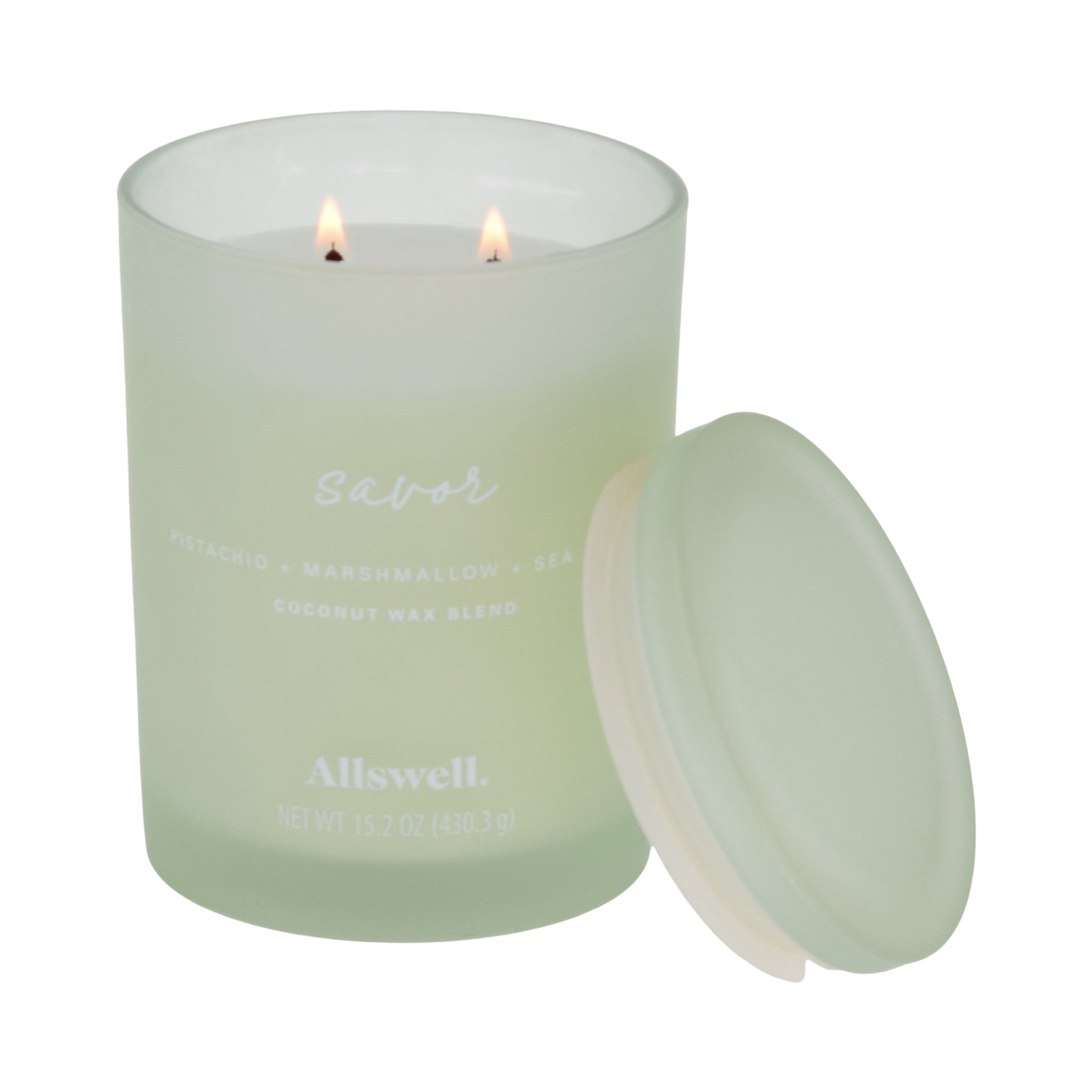 Allswell Savor (Pistachio + Marshmallow + Sea Salt) Scented 2-Wick 15oz Spa Jar Candle - Walmart.com