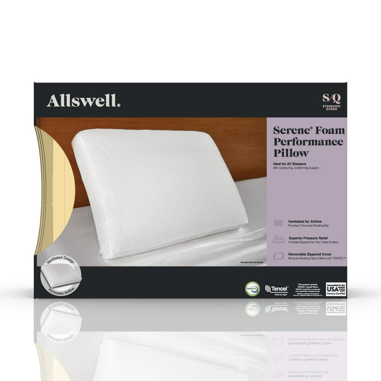 Allswell Serene Foam Performance Standard Queen Bed Pillow with Cover Walmart