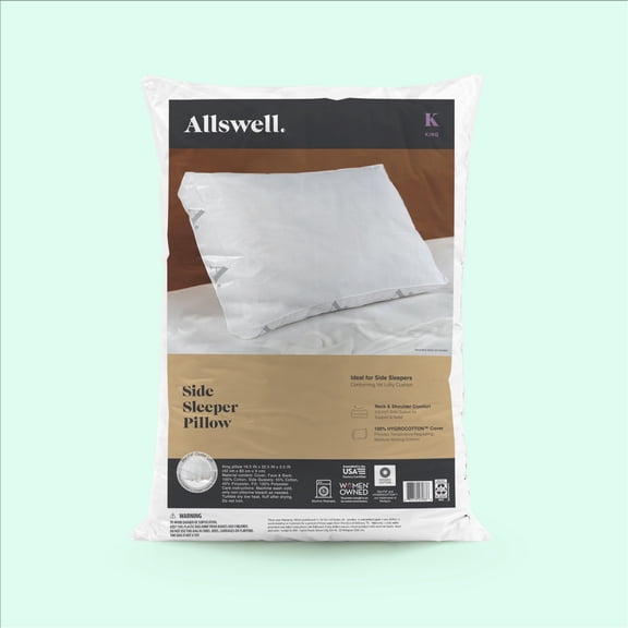 Allswell Side Sleeper Bed Pillow with HYGROCOTTON Temperature-Regulating Cover, King