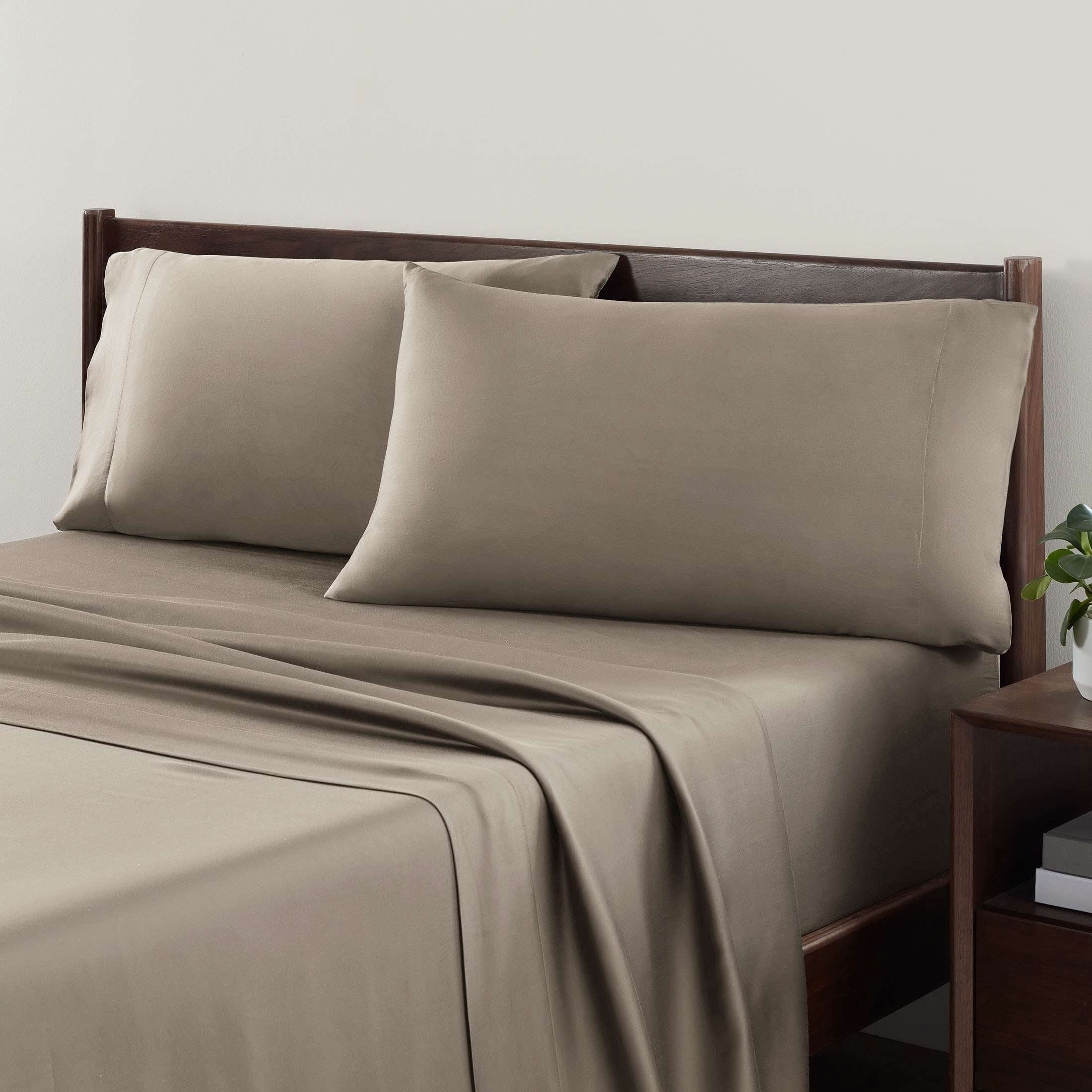 Allswell Soft & Silky 4-Piece 300 Thread Count Beige Viscose from Bamboo Sateen Bed Sheet Set, King - Walmart.com