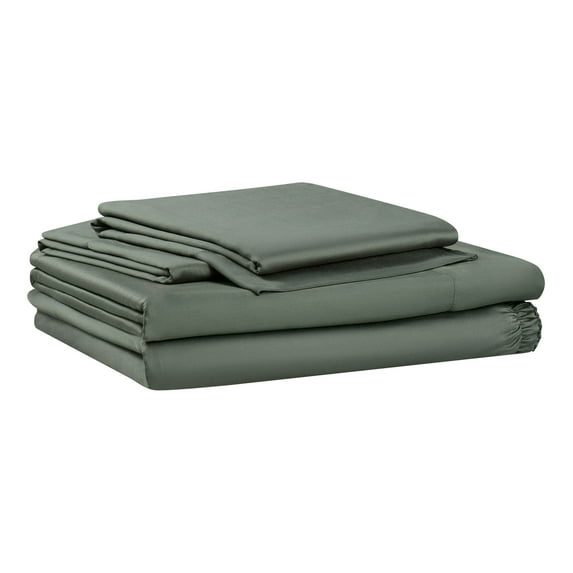Allswell Soft & Silky 4-Piece Flag Stone Rayon Derived from Bamboo Sateen Bed Sheet Set, King