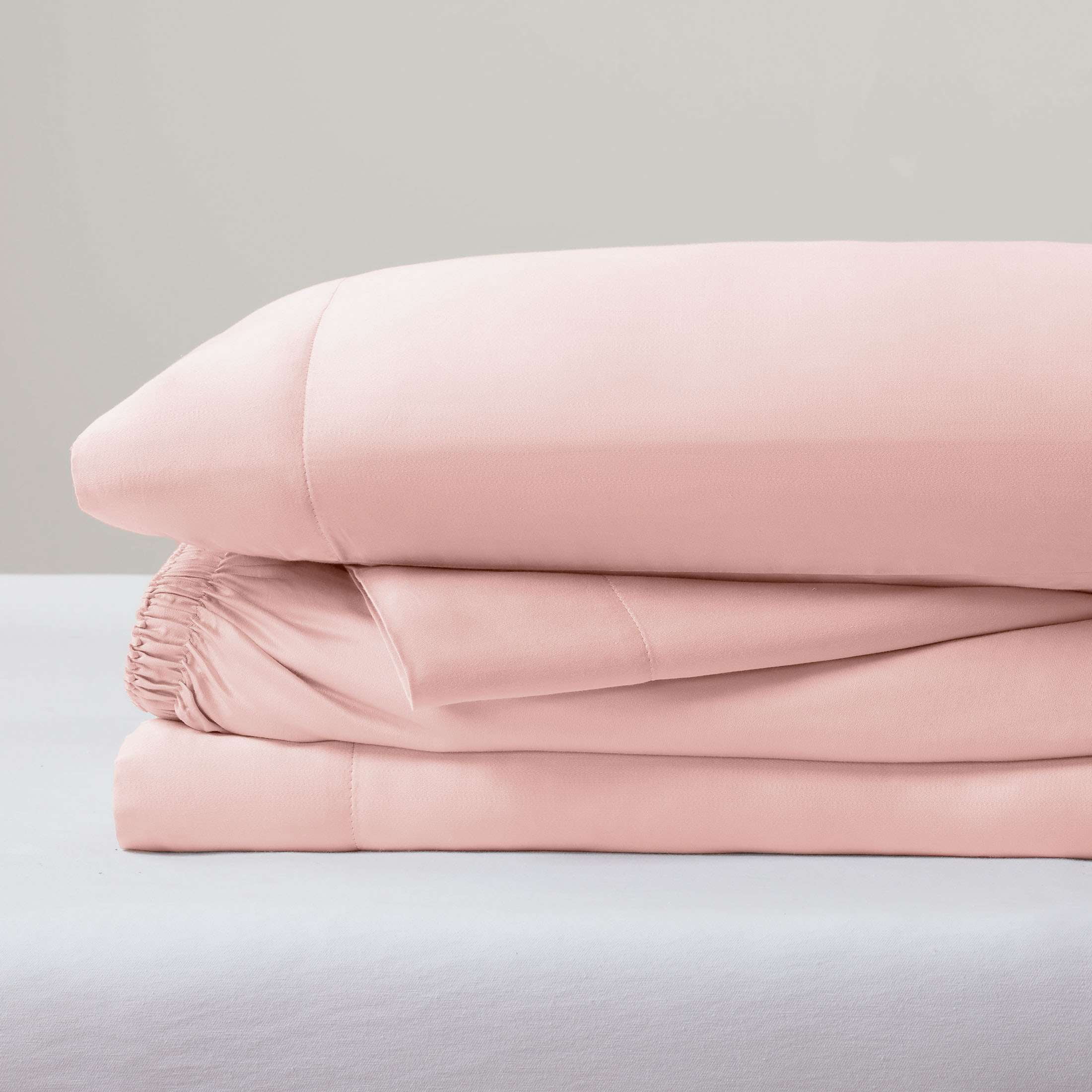 Allswell Soft & Silky 4-Piece Viscose from Bamboo Sateen Bed Sheet Set, Pink Cove, Queen