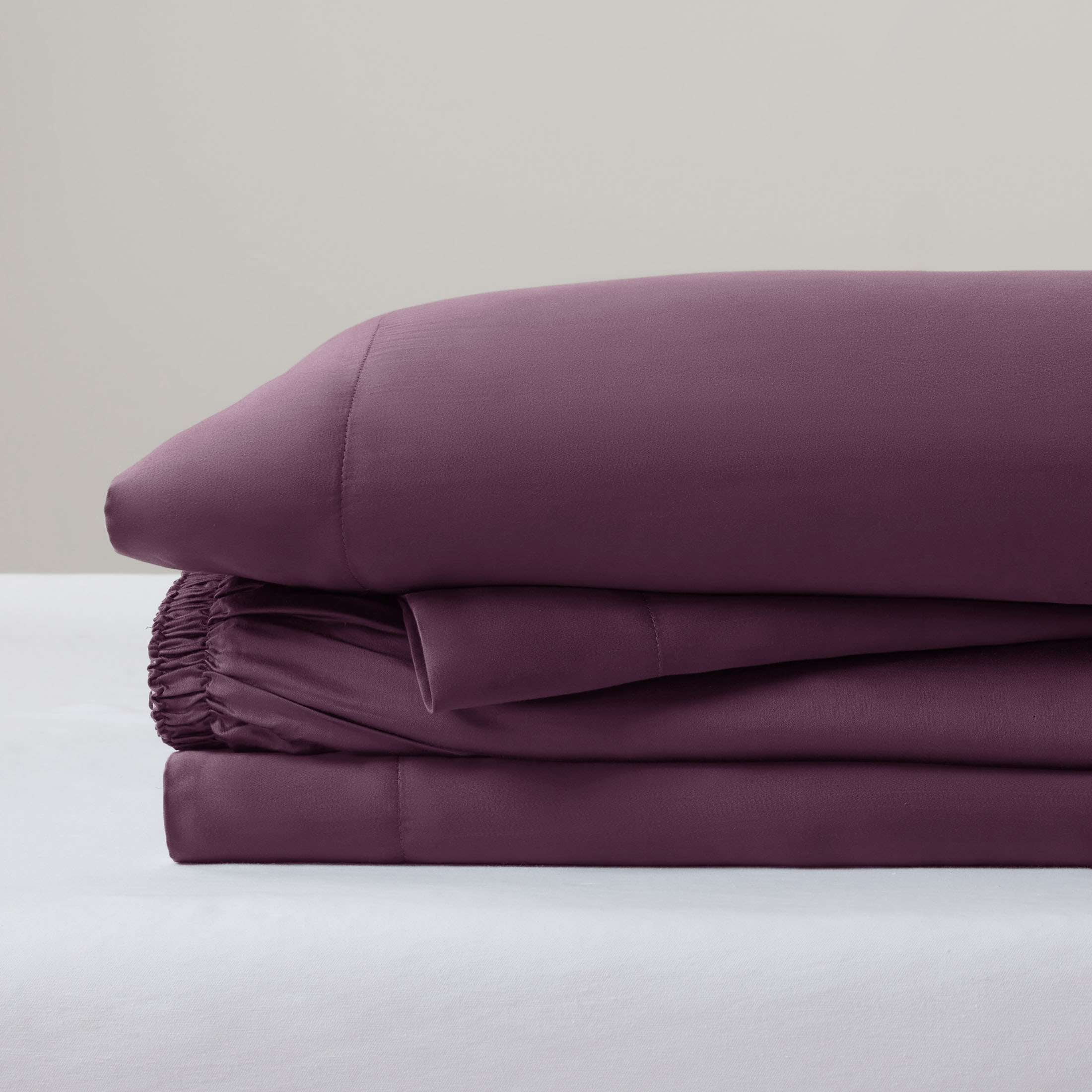 Allswell Soft & Silky 4-Piece Purple Mangosteen Viscose from Bamboo Sateen Bed Sheet Set, Queen
