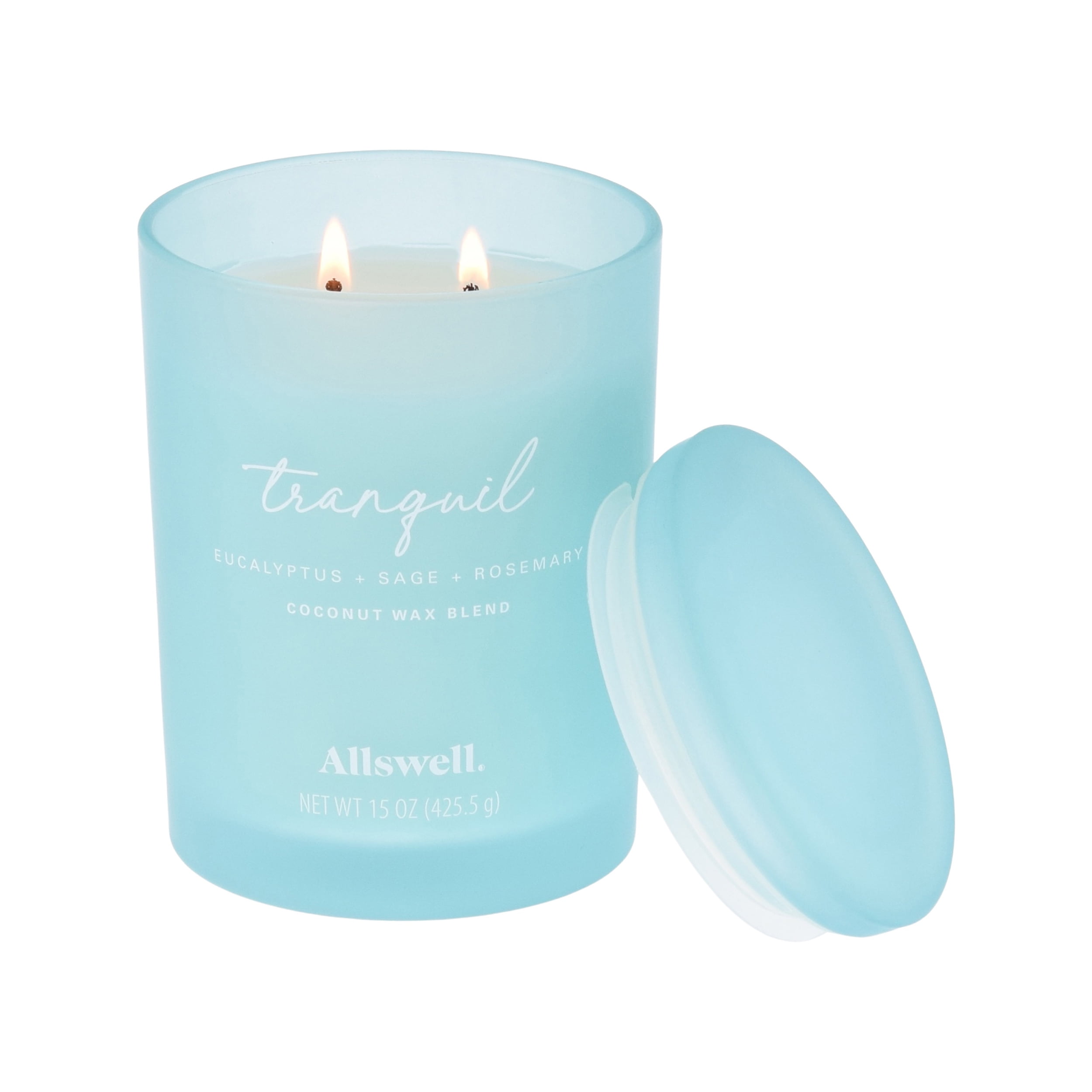 Allswell Tranquil (Eucalyptus + Sage + Rosemary) Scented 2-Wick 15oz Spa Jar Candle
