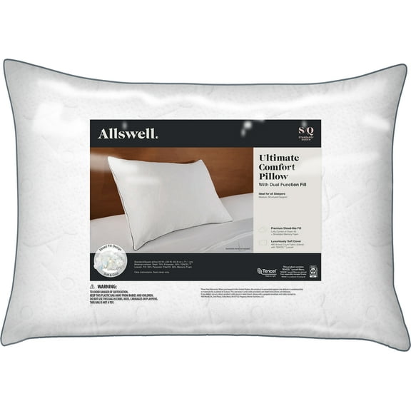 Allswell Ultimate Comfort Bed Pillow with Dual Function Fill, Standard/Queen