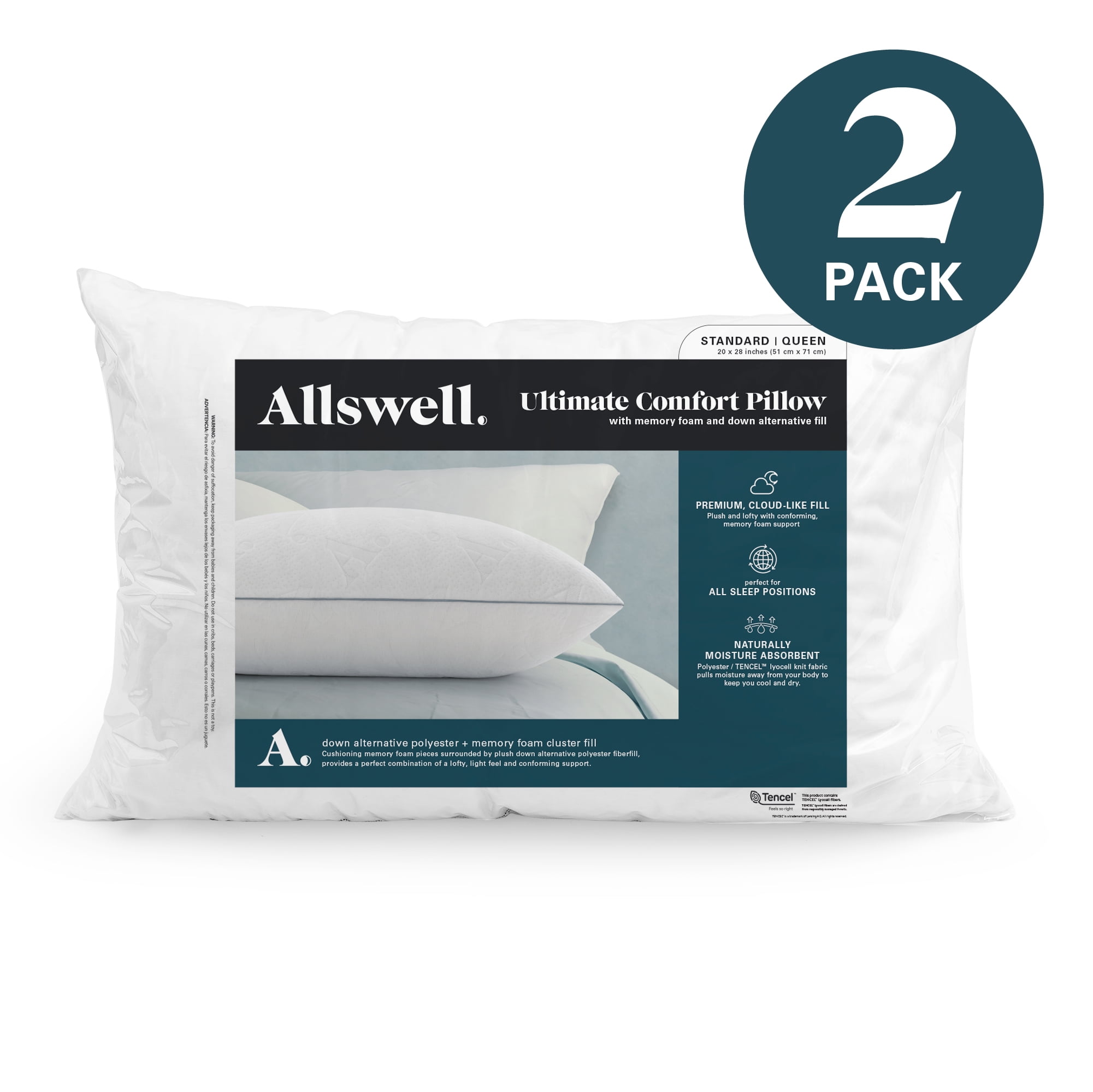 Ienjoy Home 2-Pack Standard Medium Gel Memory Foam Bed Pillow in the Bed  Pillows department at