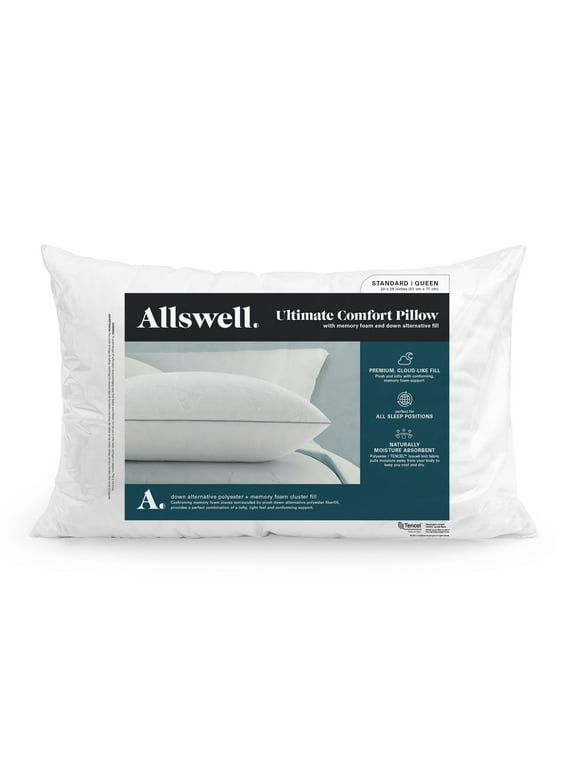 Allswell Ultimate Comfort Gel Memory Foam Bed Pillow, Standard/Queen