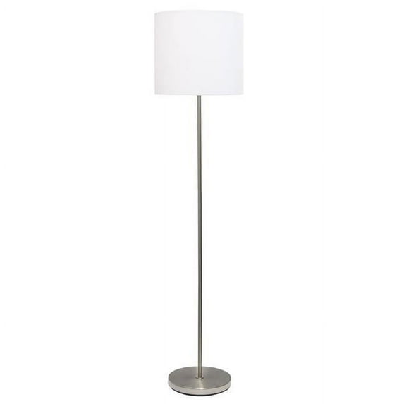 Alltherages LF2004-WHT Brushed Nickel Drum Shade Floor Lamp, White