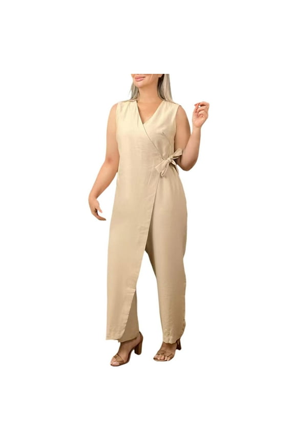 Alltoright Women's Casual V-Neck Cross Strap Jumpsuit, Alltoright Jumpsuit, Summer Jumpsuits for Women 2025,Size 4XL