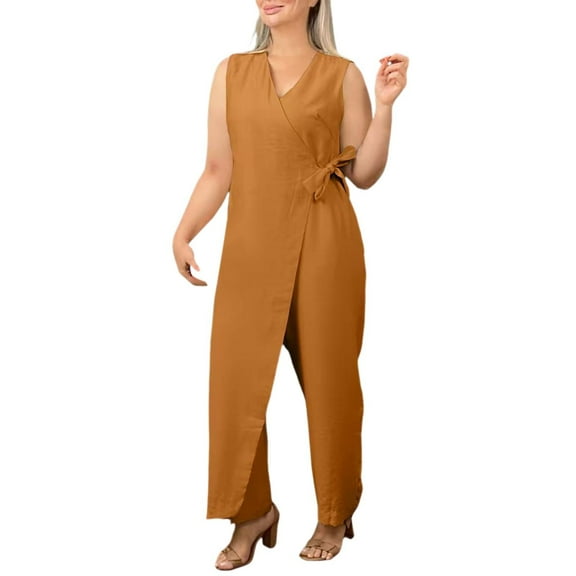 Alltoright Women's Casual V-Neck Cross Strap Jumpsuit, Alltoright Jumpsuit, Summer Jumpsuits for Women 2025,Size M