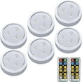 thumbnail image 1 of AlltroLite FA9099 LED Puck Lights with 2 Remotes (6 Pack) - Lights for Under Cabinets - Under Counter Lights for Kitchen - Battery-Powered Lights, 1 of 6