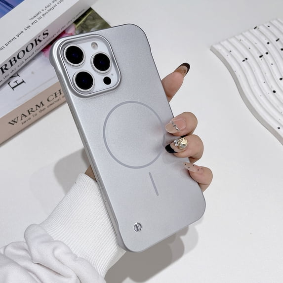 Alltyechgroup Magnetic Phone Case for Apple iPhone 13, Compatible with Magsafe Without Side Frame Minimalist Back Cover Drop Protection Lightweight Matte Case for iPhone 13, Silver