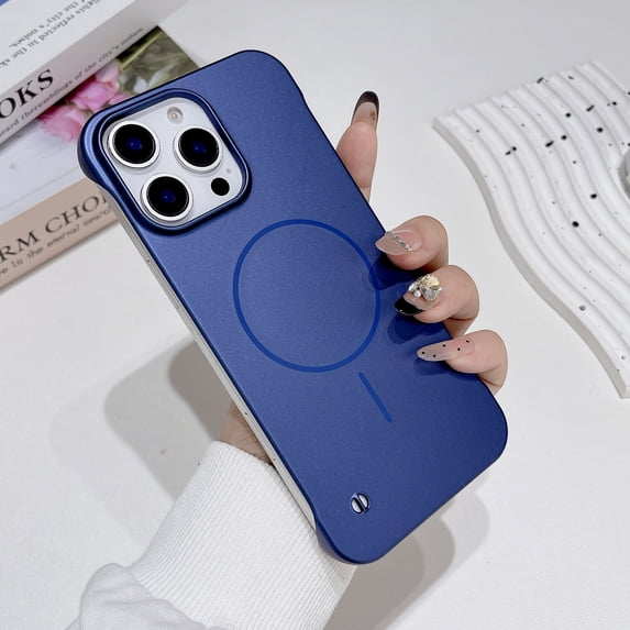Alltyechgroup Magnetic Phone Case for Apple iPhone 15 Pro Max, Compatible with Magsafe Without Side Frame Minimalist Back Cover Drop Protection Lightweight Matte Case for iPhone 15 Pro Max, Blue