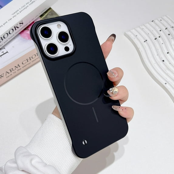 Alltyechgroup Magnetic Phone Case for Apple iPhone 16 Pro, Compatible with Magsafe Without Side Frame Minimalist Back Cover Drop Protection Lightweight Matte Case for iPhone 16 Pro, Black