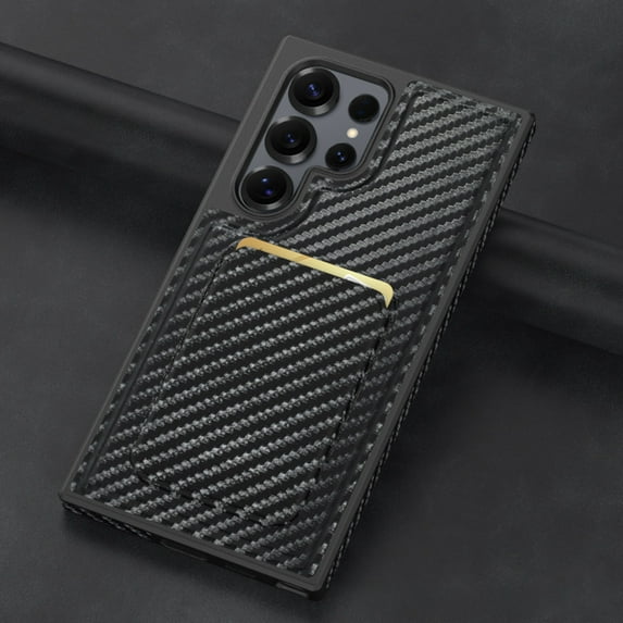 Alltyechgroup Slim Shockproof Phone Case for Samsung Galaxy S24 Ultra, 2-in-1 Wallet Case with Detachable Magnetic Card Holder, Compatible with MagSafe & Car Mount Cover, Carbon Fiber