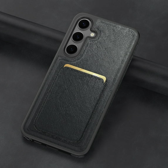 Alltyechgroup Slim Shockproof Phone Case for Samsung Galaxy S25, 2-in-1 Wallet Case with Detachable Magnetic Card Holder, Compatible with MagSafe & Car Mount Cover, Black