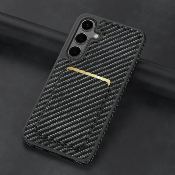 Alltyechgroup Slim Shockproof Phone Case for Samsung Galaxy S25, 2-in-1 Wallet Case with Detachable Magnetic Card Holder, Compatible with MagSafe & Car Mount Cover, Carbon Fiber